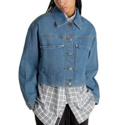 Kurtka VANS RAYNES DENIM CROP JACK Niebieski. Niebieskie kurtki damskie Vans, bez wzorów, z denimu, bez kaptura. Za 261.99 zł.