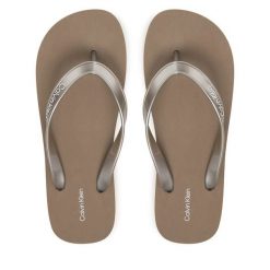 Japonki Calvin Klein. Żółte klapki damskie Calvin Klein, bez wzorów, bez obcasa. Za 189.99 zł.