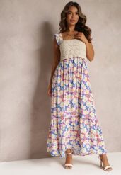Niebieska Maxi Wiskozowa Sukienka Maxi w Kwiaty z Kwadratowym Dekoltem Alten. Niebieskie sukienki damskie Renee, m, bez wzorów, z tkaniny, bez kołnierzyka, bez ramiączek, maxi. Za 89.99 zł.