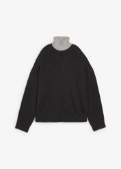 Sweter z czystej bawełny. Szare swetry damskie bonprix, bez wzorów, z bawełny, bez kołnierzyka, bez ramiączek, bez kaptura. Za 122.99 zł.
