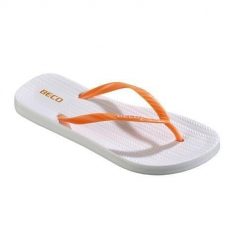 Beco Sunshine klapki damskie - biały/pomarańczowy. Białe klapki damskie 47 Brand, bez wzorów, bez obcasa. Za 197.99 zł.