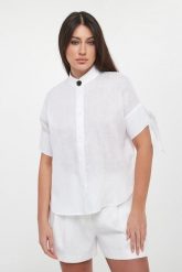 Koszula damska lniana ARMANI EXCHANGE. Koszule damskie Armani Exchange, s, bez wzorów, bez kołnierzyka, bez ramiączek. Za 699.00 zł.