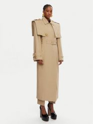 Balmain Trencz DF0TL155CF48 Beżowy Regular Fit. Brązowe płaszcze damskie Balmain, bez wzorów, z bawełny, bez kaptura. Za 15,899.00 zł.