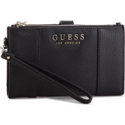 Duży Portfel Damski GUESS - SWVE71 7657 BLA. Czarne portfele damskie Guess, z aplikacjami, ze skóry ekologicznej. Za 279.00 zł.