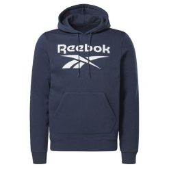 Bluza z kapturem Reebok Identity Fleece. Niebieskie bluzy męskie Reebok, m, bez wzorów, z bawełny, z kapturem, na fitness i siłownię. Za 290.00 zł.
