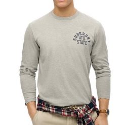 Koszulka z długim rękawem Superdry Athletic Essentials. Szare bluzki z długim rękawem męskie Superdry., m, bez wzorów, bez kołnierzyka. Za 142.85 zł.