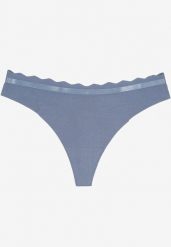 Niebieskie Prążkowane Majtki Stringi z Bawełny Tesivia. Niebieskie stringi damskie Renee, l, bez wzorów, z bawełny. Za 4.99 zł.