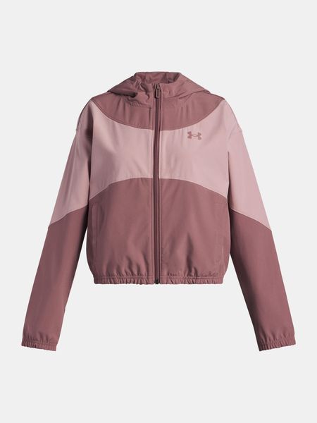 Kurtka Under Armour UA Rival Woven HD-BRN. Brązowe kurtki damskie Under Armour, bez wzorów, z materiału, bez kaptura. Za 270.89 zł.