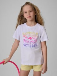 4F T-shirt regular z nadrukiem dziewczęcy - biały 164 (13-14 lat). Białe t-shirty i topy dla dziewczynek 4f, bez wzorów, z bawełny, bez ramiączek. Za 49.99 zł.