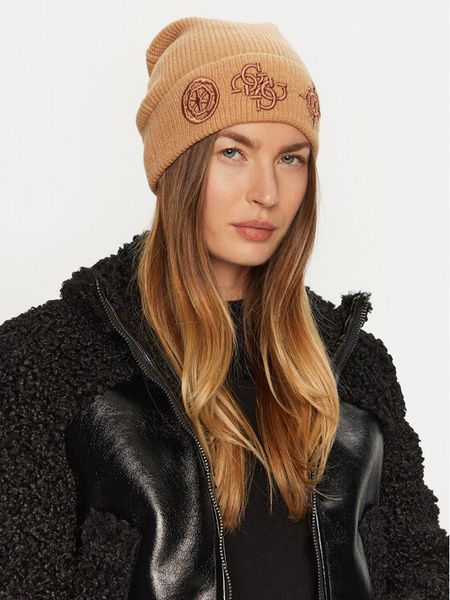 Guess Czapka AW5177 POL01 Brązowy. Brązowe czapki i kapelusze damskie Guess, na zimę, z aplikacjami, z materiału. Za 127.00 zł.