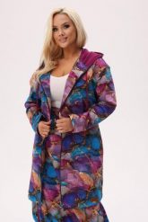 Bluza z kapturem Marbella - artystyczny marmurkowy print PLUS SIZE XXL OVERSIZE. Czerwone bluzy damskie Moda Size Plus Iwanek, na jesień, plus size, bez wzorów, z bawełny, z kapturem. Za 329.90 zł.