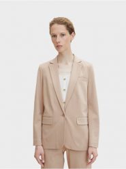 Tom Tailor Marynarka 1032858 Beżowy Regular Fit. Brązowe żakiety damskie Tom Tailor, m, bez wzorów, z wiskozy. Za 449.99 zł.