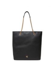 Calvin Klein Torebka Minimal Monogram Chain Tote LV04F3204G Czarny. Czarne torebki do ręki damskie Calvin Klein, bez wzorów, ze skóry, bez dodatków. Za 389.99 zł.