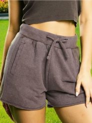 Dresowe szorty z efektem sprania - brązowy. Brązowe szorty damskie Sinsay, l, bez wzorów, z dresówki. Za 35.99 zł.