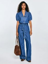 Bluzka damska jeansowa z ozdobnym kołnierzem niebieska Jones 416. Niebieskie bluzki damskie Big Star, l, bez wzorów, z denimu, eleganckie, bez kołnierzyka, bez ramiączek. Za 199.99 zł.