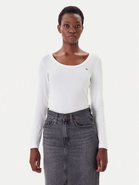 Tommy Jeans Bluzka DW0DW20921 Biały Regular Fit. Białe bluzki damskie Tommy Jeans, xl, bez wzorów, z jeansu, bez kołnierzyka, bez ramiączek. Za 139.99 zł.