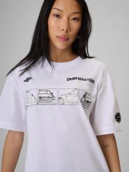 4F T-shirt loose z nadrukiem uniseks 4F | Drift Masters - biały M. Białe koszulki sportowe męskie 4f, m, bez wzorów, z bawełny, klasyczne, bez kołnierzyka. Za 119.99 zł.