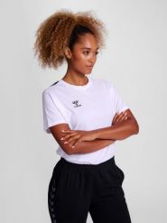 Koszulka damska Hummel Authentic. Białe koszulki sportowe damskie Hummel, l, bez wzorów, z bawełny, bez kołnierzyka, bez ramiączek, do piłki nożnej. Za 190.00 zł.