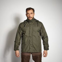 Kurtka outdoor wodoodporna Solognac 100. Brązowe kurtki męskie SOLOGNAC, l, bez wzorów, z materiału, sportowe, bez kaptura. Za 149.99 zł.