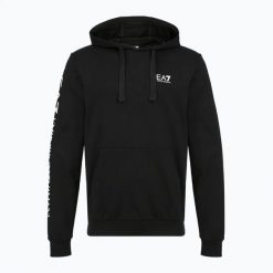 Bluza męska Emporio Armani EA7 Train Logo Series Extended Logo Hoodie. Czarne bluzy męskie EA7 Emporio Armani, l, bez wzorów, z bawełny, bez kaptura. Za 399.99 zł.