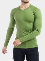 Bluza termoaktywna Sensor Merino DF Tee L/S. Zielone bluzy sportowe męskie Sensor, l, bez wzorów, z materiału, bez kaptura, narciarskie. Za 280.49 zł.