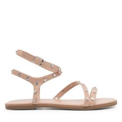 Sandały DeeZee. Brązowe sandały damskie DeeZee, bez wzorów, bez obcasa, na płaskiej podeszwie, bez zapięcia. Za 99.99 zł.