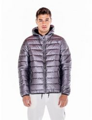 Męska kurtka z kapturem do pracy i wypoczynku. Szare kurtki sportowe męskie LEONE 1947 APPAREL, l, bez wzorów, z materiału. Za 249.99 zł.
