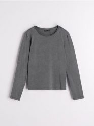 Koszulka z długimi rękawami - zielony. Zielone t-shirty damskie Sinsay, l, bez wzorów, bez kołnierzyka. W wyprzedaży za 9.99 zł.