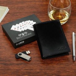 Zestaw męski skórzany premium Beltimore portfel pasek T99. Czarne portfele męskie bez wzorów. Za 109.90 zł.