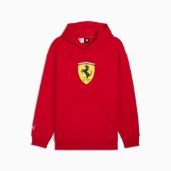 Bluza męska Puma FERRARI SPORTSWEAR SHIELD czerwona rozmiar M. Czerwone bluzy męskie Puma, m, z aplikacjami, z bawełny, z kapturem. Za 298.49 zł.