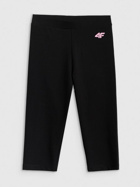 4F Legginsy dzianinowe 3/4 dziewczęce - czarne 122 (6-7 lat). Czarne legginsy dla dziewczynek 4f, bez wzorów, z dzianiny. Za 69.99 zł.
