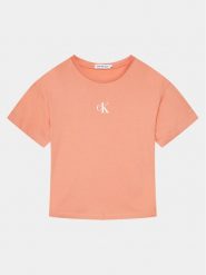 Calvin Klein Jeans T-Shirt Logo IG0IG02136 Różowy Boxy Fit. Czerwone t-shirty i topy dla dziewczynek Calvin Klein Jeans, bez wzorów, z bawełny, bez ramiączek. Za 99.99 zł.