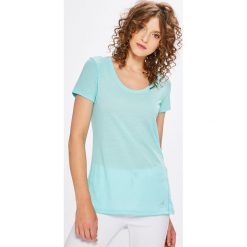 Under Armour - Top. Szare topy damskie Under Armour, z dzianiny, z okrągłym kołnierzem, z krótkim rękawem. W wyprzedaży za 89.90 zł.
