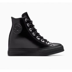 Damskie skórzane buty sportowe Converse Chuck Taylor All Star Platform. Czarne obuwie sportowe damskie Converse, bez wzorów, retro, bez zapięcia. Za 459.50 zł.