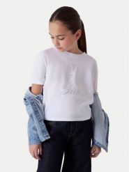 Guess T-Shirt J6RI38 K6YW4 Biały Regular Fit. Białe t-shirty i topy dla dziewczynek Guess, z aplikacjami, z bawełny, bez ramiączek. Za 99.99 zł.