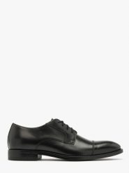 Czarne półbuty wizytowe męskie DIGBY. Czarne eleganckie półbuty Ryłko, ze skóry, wizytowe, bez zapięcia. Za 379.99 zł.
