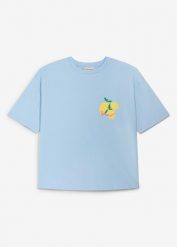 T-shirt oversize z czystej bawełny organicznej. Niebieskie t-shirty i topy dla dziewczynek bonprix, bez wzorów, z bawełny, bez ramiączek. Za 39.99 zł.
