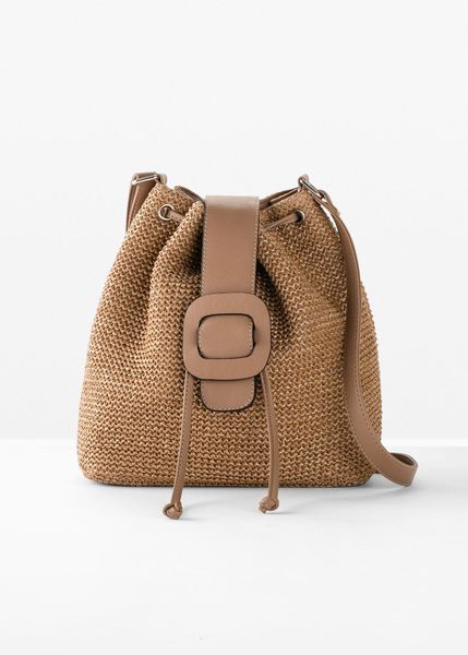 Torebka worek w optyce plecionki. Brązowe torebki do ręki damskie bonprix, bez wzorów, bez dodatków. Za 132.99 zł.