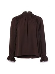 Marc Cain koszulka typu bluzka Kobiety brązowy, 42. Brązowe bluzki damskie Marc Cain, bez wzorów, z koronki, bez kołnierzyka, bez ramiączek. Za 1,249.95 zł.