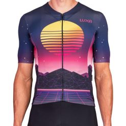 Koszulka Kolarska Retro Rise. Fioletowe buty sportowe męskie LUXA, bez zapięcia, rowerowe. Za 449.00 zł.