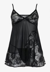 Czarna Koszula Nocna z Kwiatowym Printem z Siateczki i Stringami Xyvi. Czarne koszule nocne damskie Born2be, uniwersalny, bez wzorów, z koronki. Za 34.99 zł.
