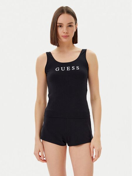 Guess Piżama O5GX13 KBBU1 Czarny Regular Fit. Czarne piżamy damskie Guess, s, z aplikacjami, z syntetyku, bez ramiączek. Za 129.99 zł.