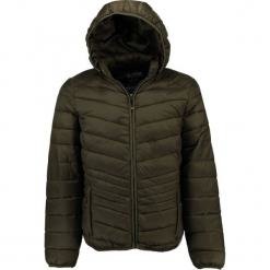 Kurtka zimowa "Diango" w kolorze khaki. Brązowe kurtki męskie marki Canadian Peak, na zimę, z aplikacjami. W wyprzedaży za 227.95 zł.