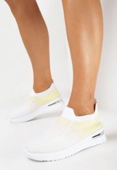 Biało-Żółte Wsuwane Buty Sportowe z Elastyczną Cholewką z Efektem Ombre Erimla. Białe obuwie sportowe damskie Born2be, bez wzorów. Za 49.99 zł.