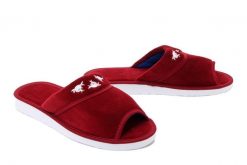 METEOR 054 HALINA bordowy, kapcie damskie. Czerwone kapcie damskie Meteor, bez wzorów, z tkaniny. Za 47.99 zł.