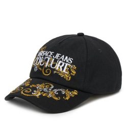 Czapka z daszkiem Versace Jeans Couture. Czarne czapki i kapelusze damskie Versace Jeans Couture, bez wzorów, z jeansu. Za 229.99 zł.