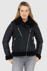 BLAUER Czarny kożuch damski z pikowanymi rękawami. Czarne kurtki damskie Blauer USA, s, bez wzorów, bez kaptura. W wyprzedaży za 2,119.99 zł.