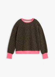 Bluza z mieszanki bawełny. Zielone bluzy damskie bonprix, bez wzorów, z bawełny, bez kaptura. Za 109.99 zł.