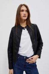 Ramoneska z ekoskóry. Kurtki damskie MOODO, bez wzorów, z poliesteru, bez kaptura. W wyprzedaży za 89.99 zł.