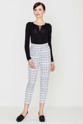 Szare Spodnie 7/8 w Kratę. Szare spodnie materiałowe damskie Katrus, l, bez wzorów, z materiału. Za 209.00 zł.